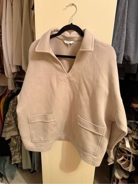 Banana Republic Cream Collared Pullover with Front Pockets
